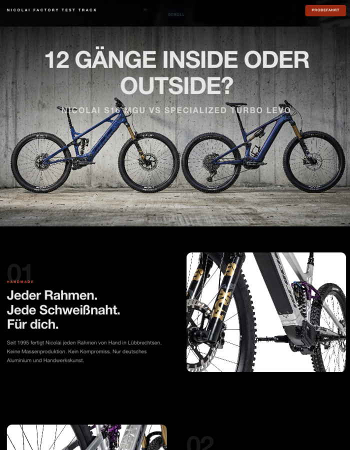 KI-generierte Landing Page für E-Bikes